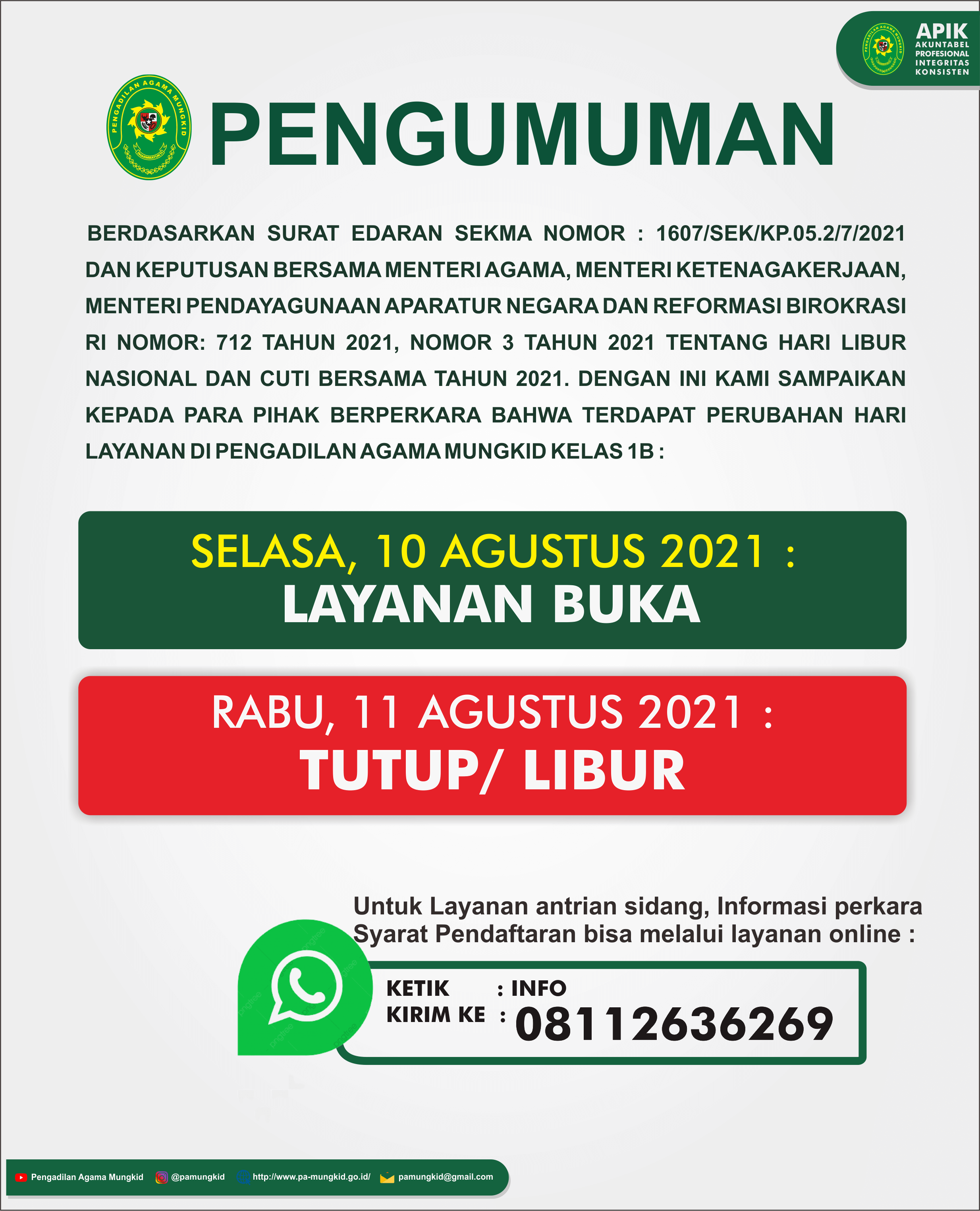 perubahan jam kerja 1